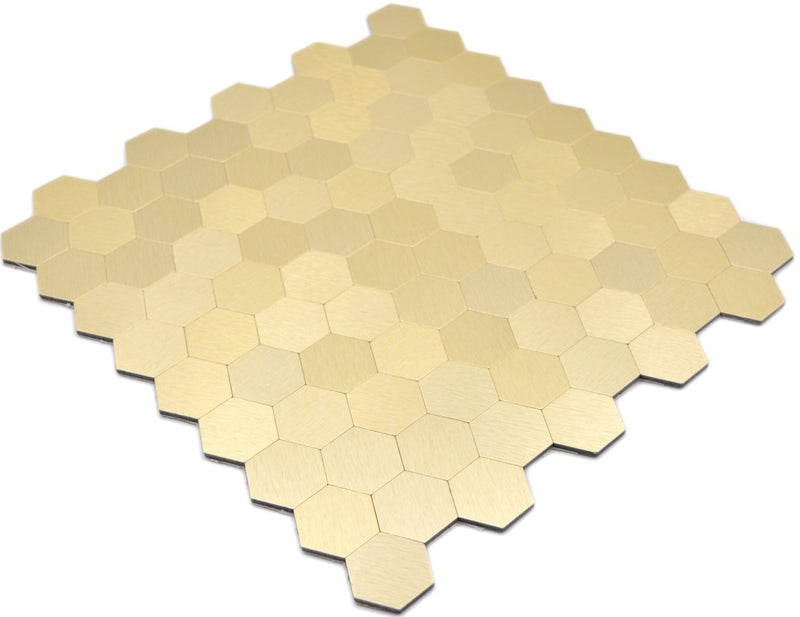 Metall Sechseckige Gold Mosaikfliese selbstklebend Hexagon