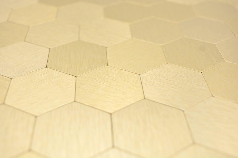 Metall Sechseckige Gold Mosaikfliese selbstklebend Hexagon Plättli