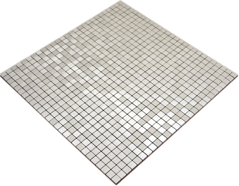 Metalloptik Wandmosaik Silber Quadrat
