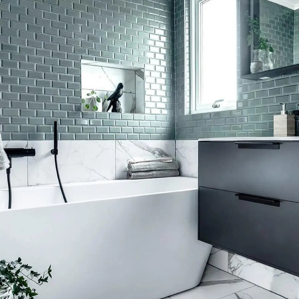 Metro Mosaikfliese Lugano Mint Grün Keramik Plättli