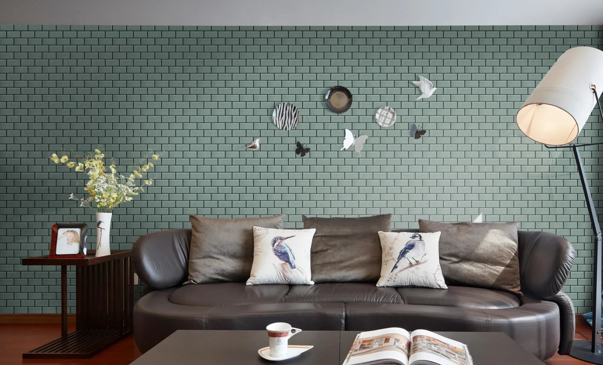 Metro Mosaikfliese Lugano Mint Grün Keramik Ziegel