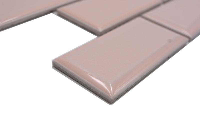 Metro Pink Glänzend Mosaikfliese Keramik Wand Fliesen