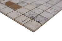 Michelangelo Beige Keramik Mosaikfliese 23 x 23 mm Marmor optik Quadrat Fliese