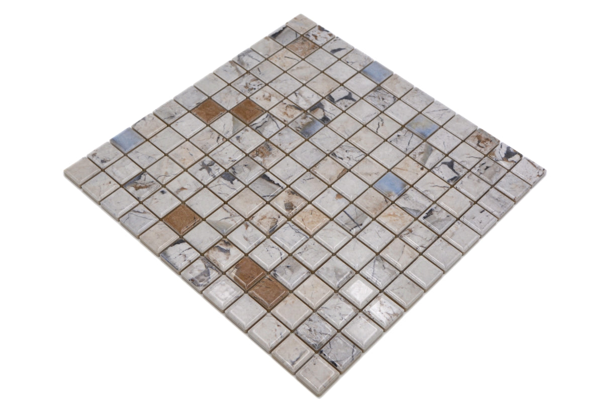 Beige Keramik Mosaikfliese 23 x 23 mm Deko Fliese