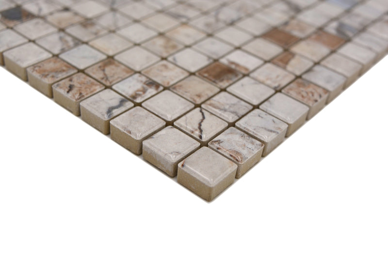 Michelangelo Beige Keramik Mosaikfliese Marmor Optik Wand und Boden Fliese
