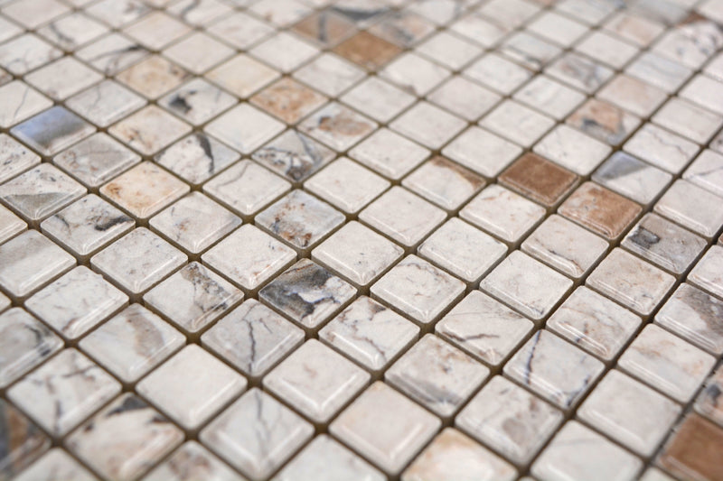 Michelangelo Beige Keramik Mosaikfliese Marmor Optik