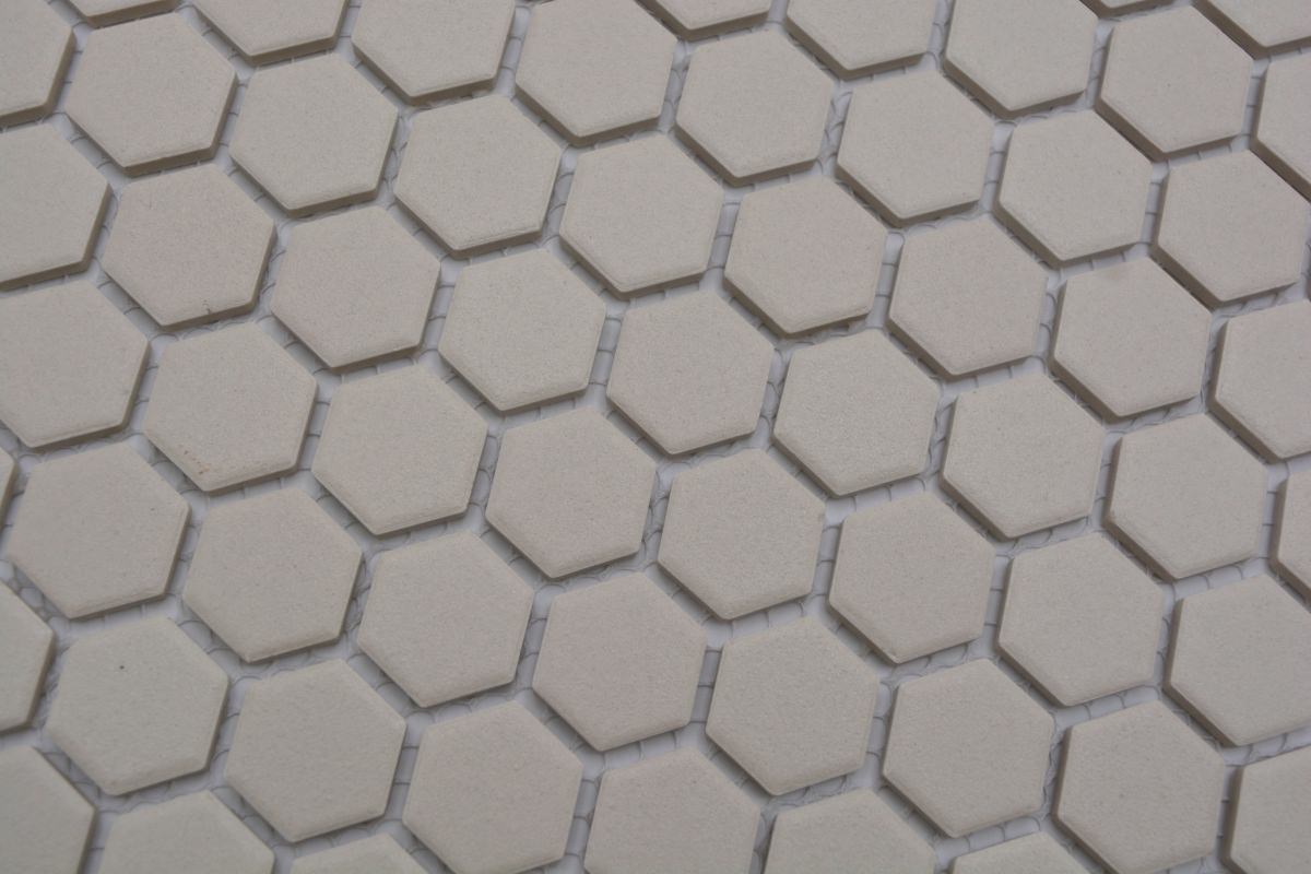 Mini Creme Weiss Hexagon Keramik Mosaikfliese Matt