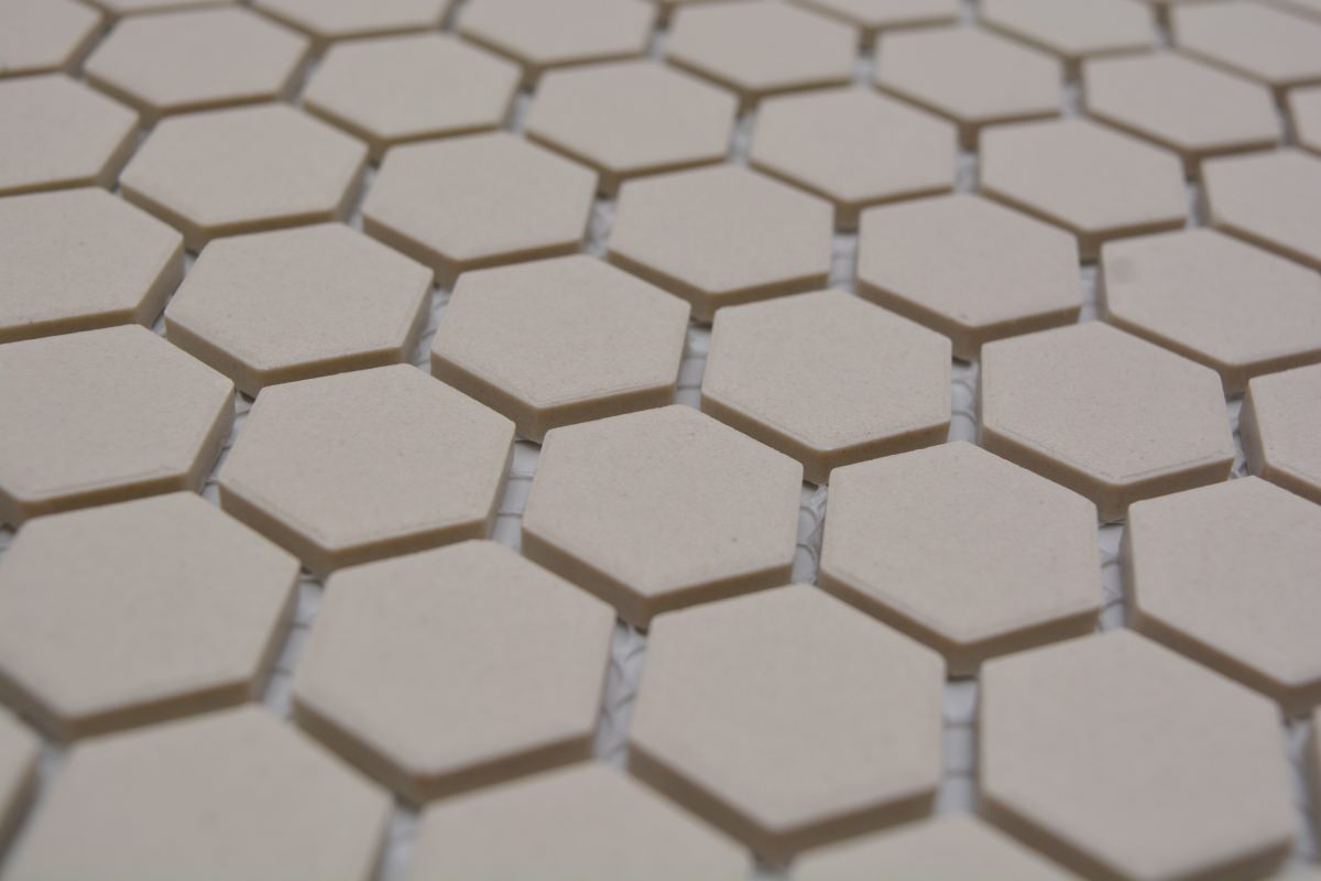Mini Creme Weiss Hexagon Keramik Mosaikfliese Schweiz