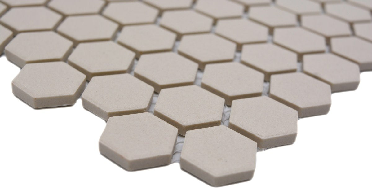 Mini Creme Weiss Hexagon Keramik Mosaikfliese Unglasiert