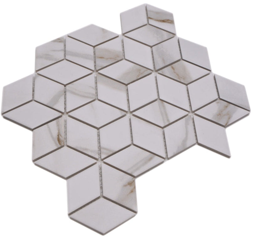 Montreux Sternen-Mosaik Keramik Weiss Marmoroptik