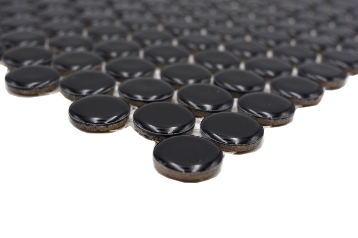 Mosaïque pastille noire bombée brillante Suisse