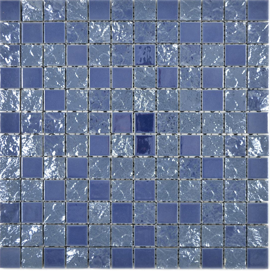 Mosaikfliese 3D Saphirblau Keramik