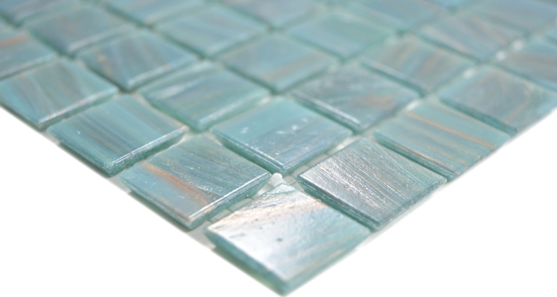 Mosaikfliese Lagoon Jade Blau Glas 20x20 mm Glänzend