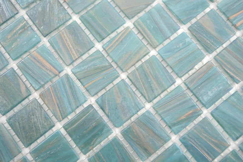 Mosaikfliese Lagoon Jade Blau Glas 20x20 mm Plättli