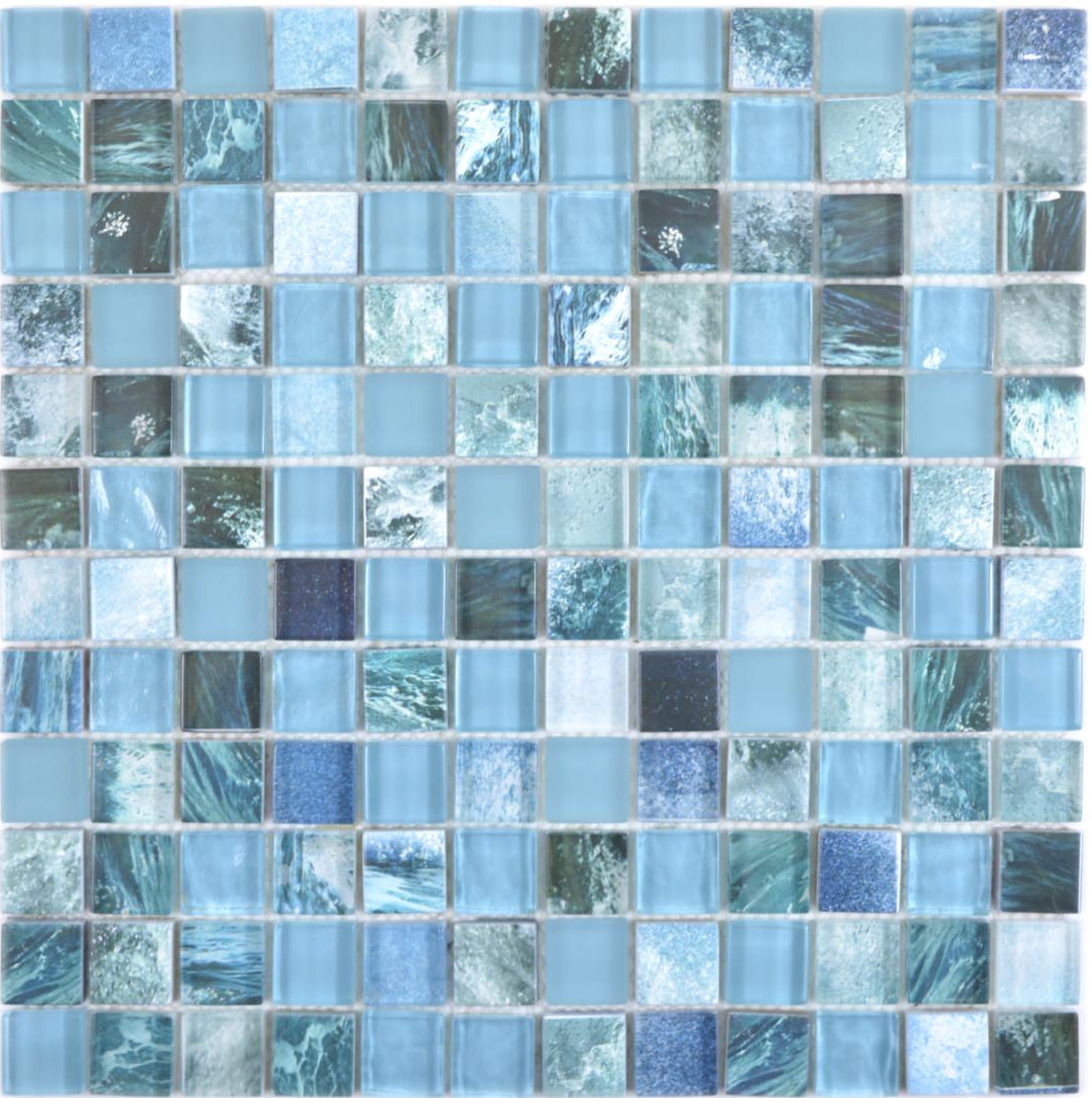Mosaikfliese Ozeanwelle Blau Brisbane