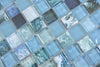 Mosaikfliese Ozeanwelle Blau Brisbane Glänzend