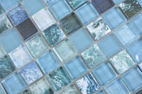 Mosaikfliese Ozeanwelle Blau Brisbane Glänzend