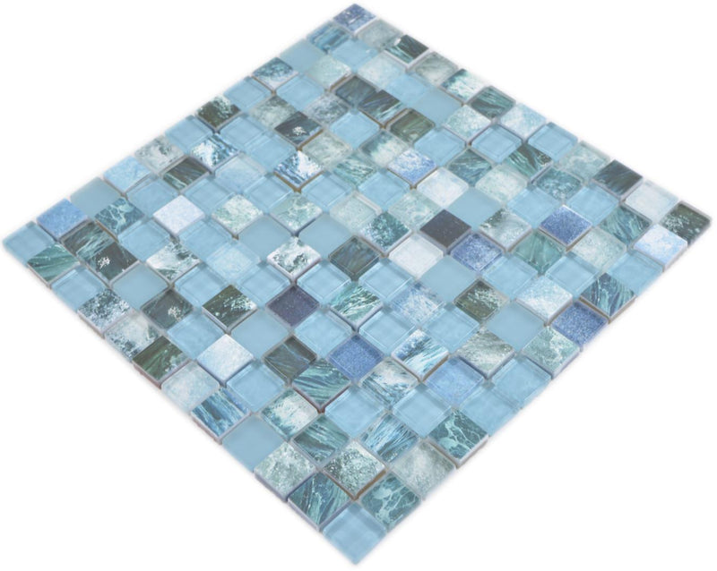 Mosaikfliese Ozeanwelle Blau Brisbane Glass