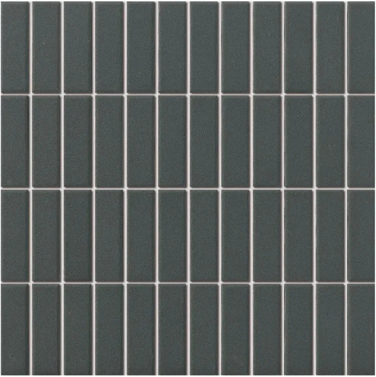 Mosaikfliese Schwarz Matt R11 Porzellan 23×73 mm | Monolith Noir