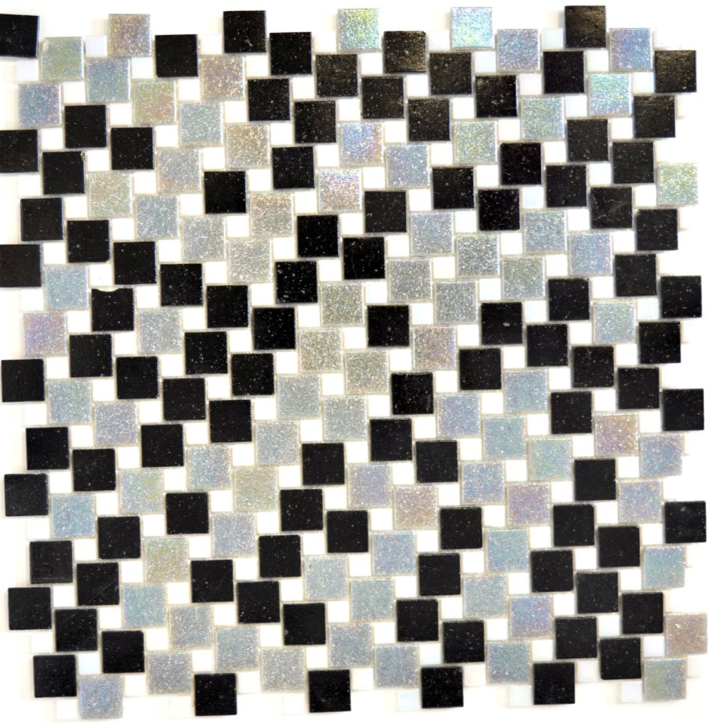 Mosaikfliese Schwarz Silber Glanz für Wand & Boden