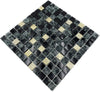 Mosaikfliese Schwarz Silber Glasmix Muster Plättli