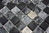 Mosaikfliese Schwarz Silber Glasmix Plätli