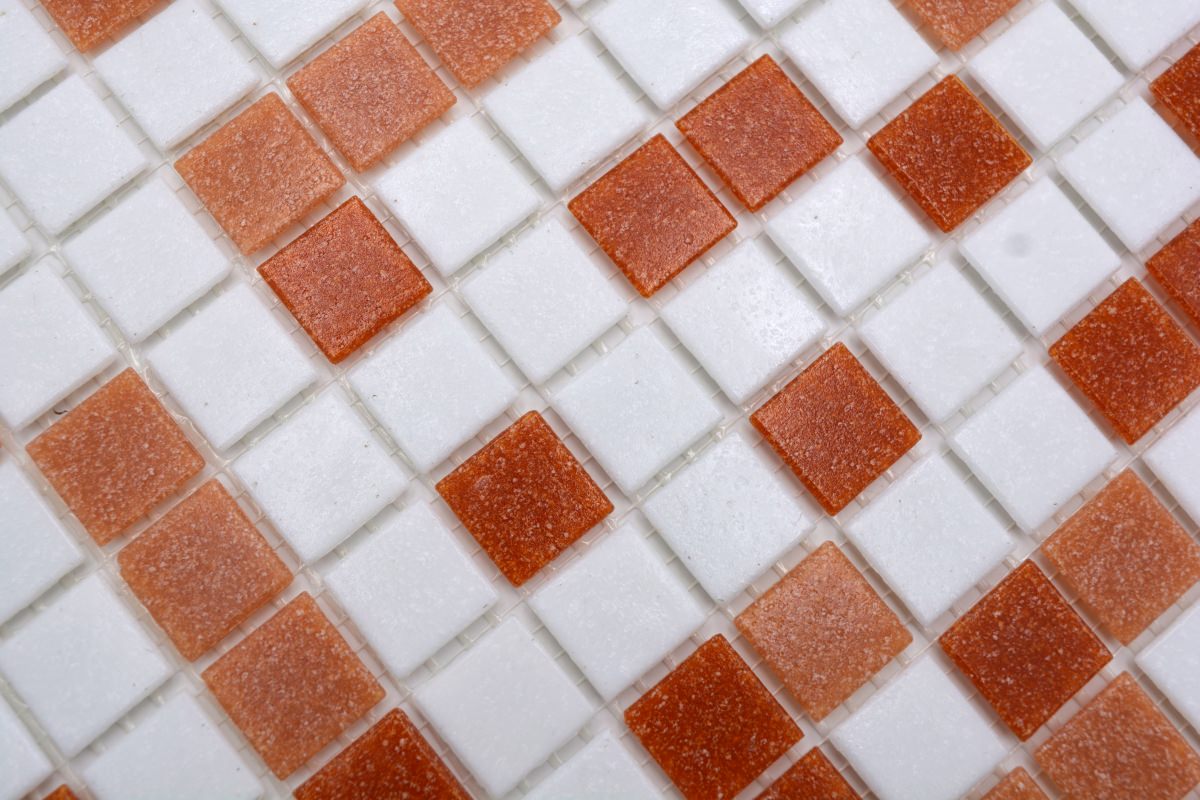 Mosaikfliese Terrakotta Weiss Glasmosaik 30x30 cm für Küche & Bad Plättli