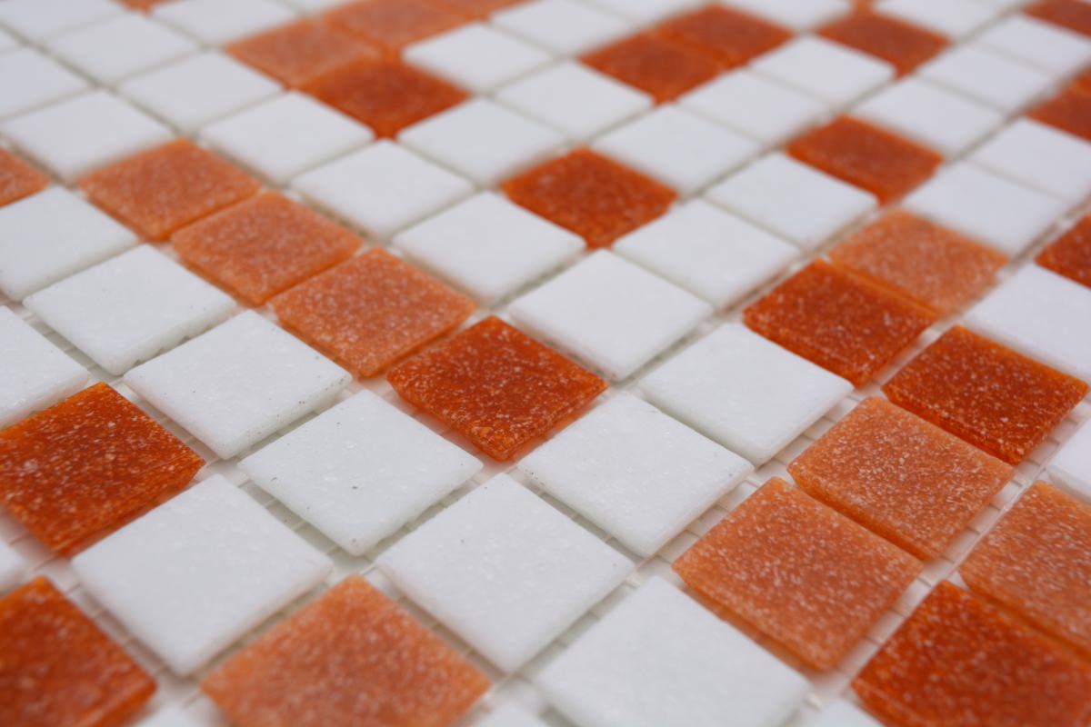 Mosaikfliese Terrakotta Weiss Glasmosaik 30x30 cm für Küche & Bad Schweiz