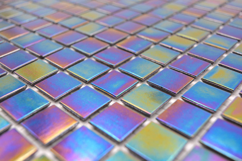 Mosaikfliesen Aurora Regenbogen Blau Schimmer