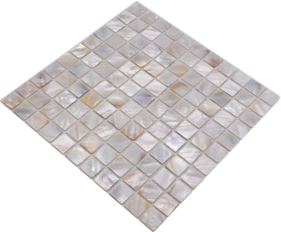 Muschel Mosaikfliese Pearl White Shell 300x300 mm Perlmutt