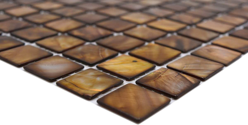 Muschel Mosaikfliese Perlmutt Braun 300x300 mm Mix Plättli