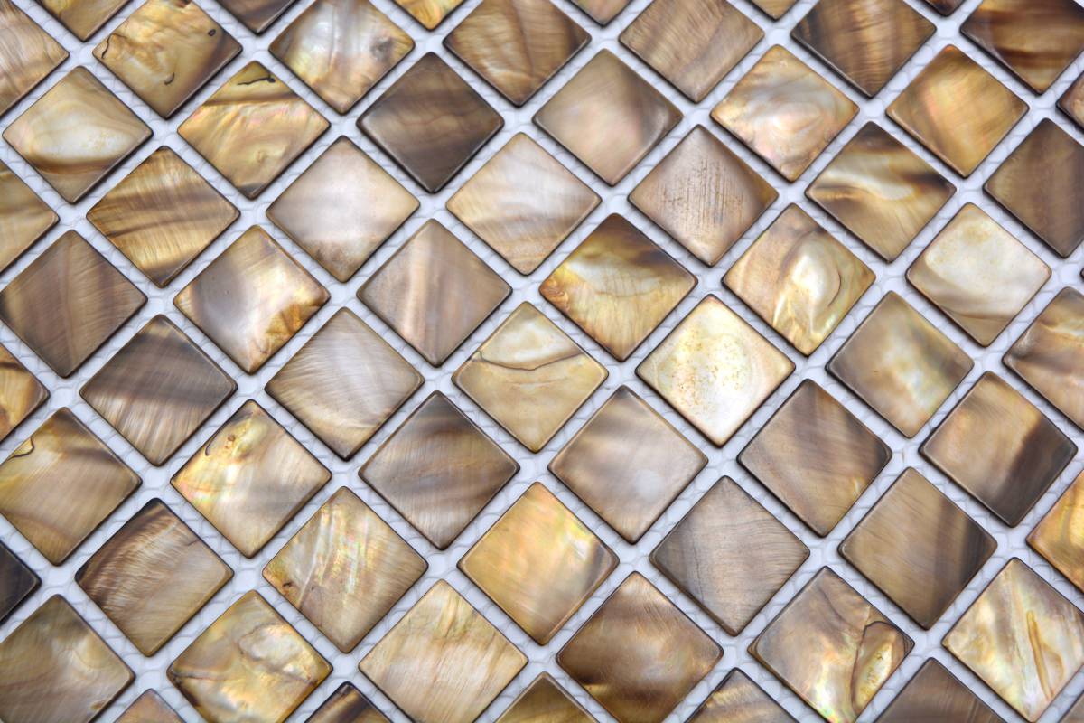 Muschel Mosaikfliese Perlmutt Braun 300x300 mm Plättli