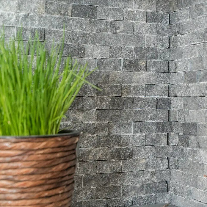 Naturstein Splitface Schwarz Marmor Mosaikfliese Wand