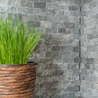 Naturstein Splitface Schwarz Marmor Mosaikfliese Wand