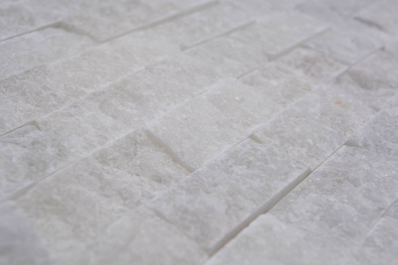 Naturstein Splitface Weiss Marmor Mosaikfliese Brick