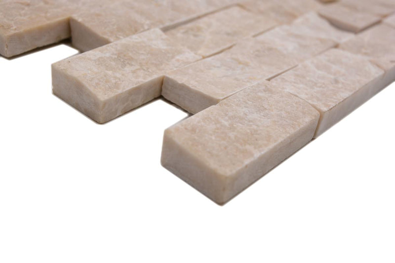Naturstein Ziegeloptik Creme Beige Marmor Mosaikfliese Splitface