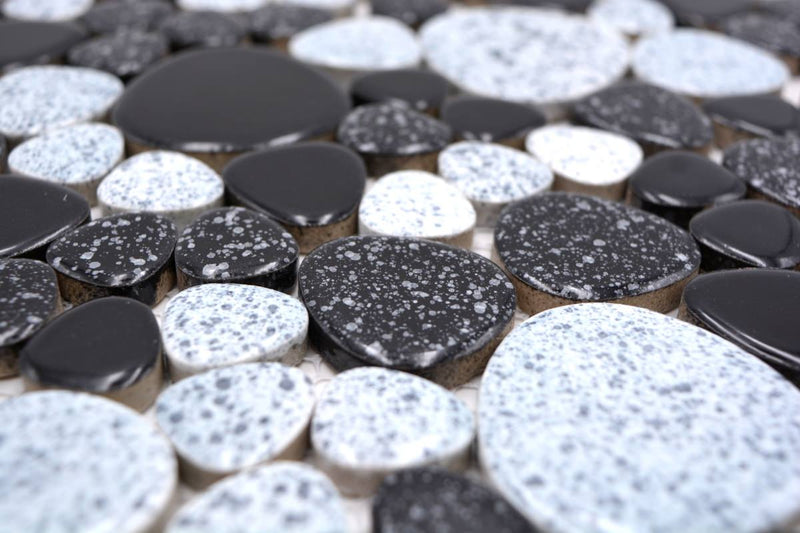 Kieselstein Schwarz Mosaikfliese Plättli
