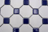 Oktagon Mosaikfliesen Weiss Blau Retro