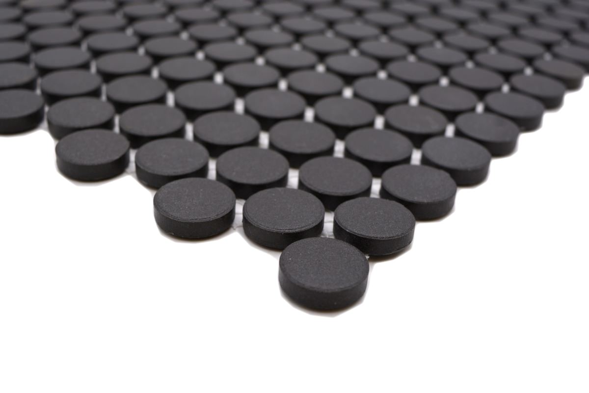 Penny Schwarz Mosaik Unglasiert Knopf Mosaikfliesen