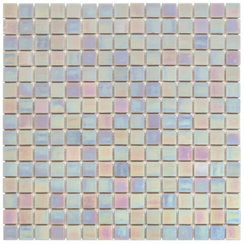 Perlen Hell Grau Schimmer Quadrat Glas Mosaik Fliese