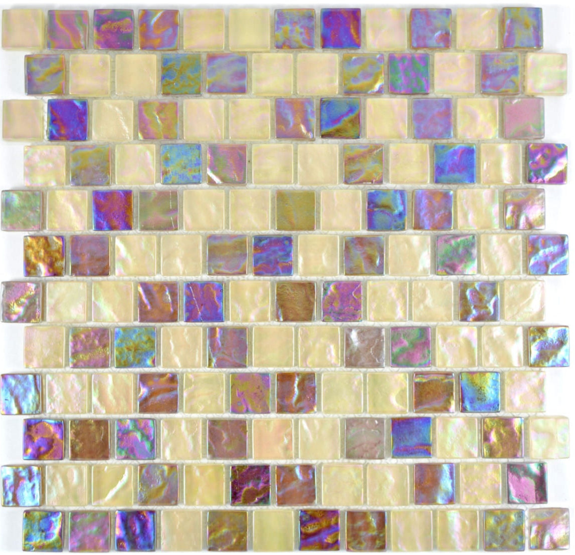 Perlmutt Regenbogen Mosaikfliese Glanz Beige