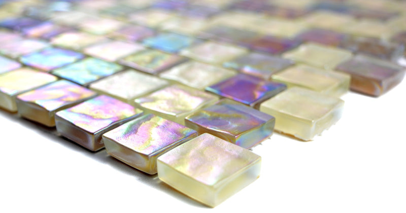 Perlmutt Regenbogen Mosaikfliese Glanz Beige Glass