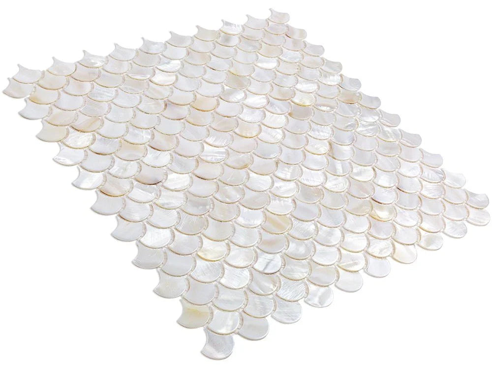 Perlmutt Weiss Fischschuppen Muster Mosaik Fliesen Spritzschutz Platten