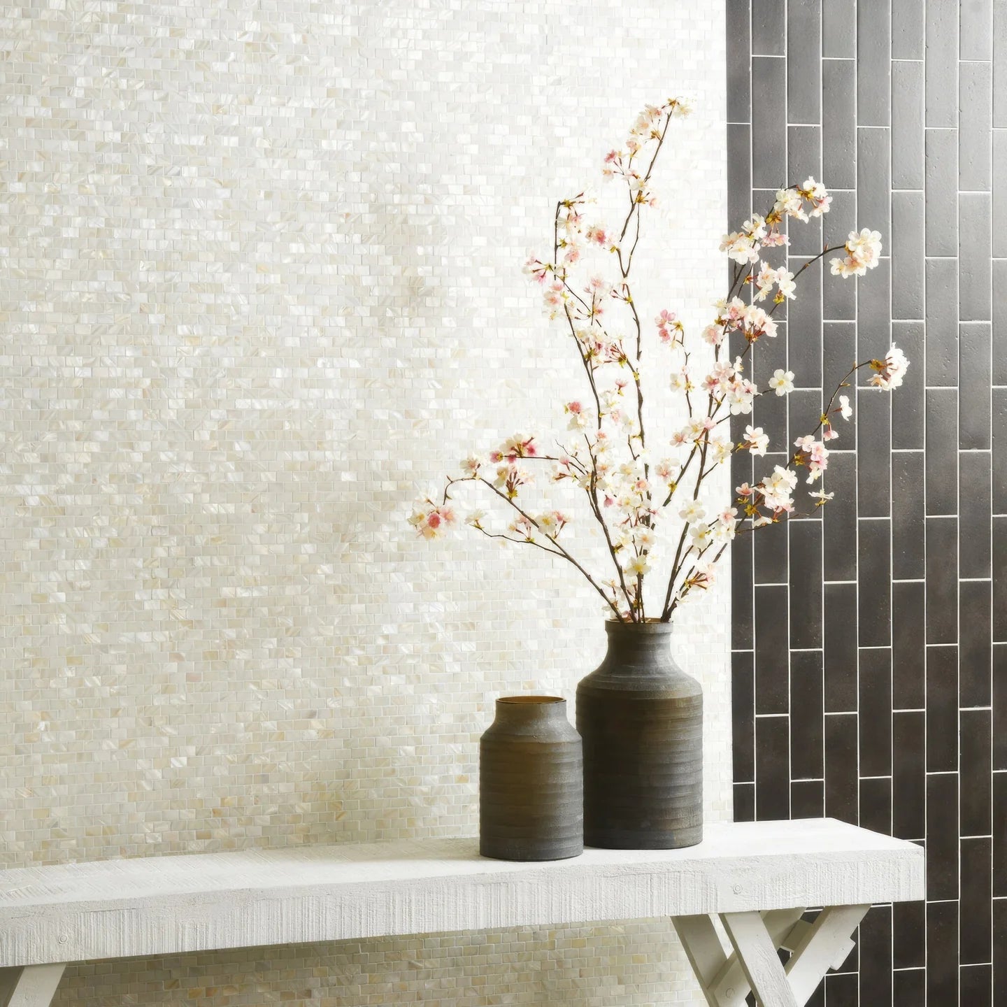 Perlmutt Weiss Ziegel Muster Mosaik Fliesen Mother of Pearl