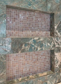 Petra Pink Gold Ader Quadrat Glas Mosaik Fliese Dusch Wand