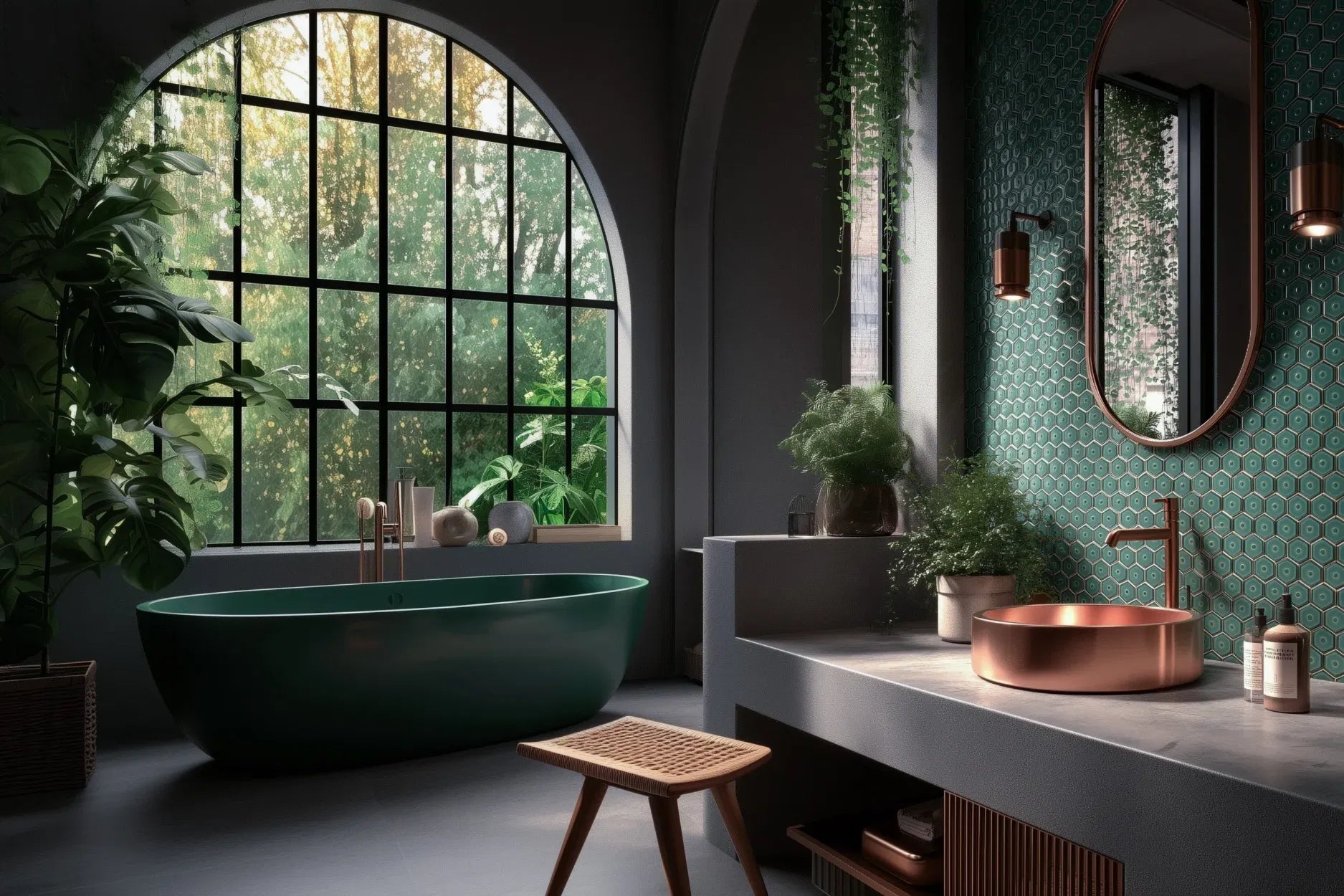 Badezimmer Grün Blau Glanz Hexagon Porzellan Mosaik 