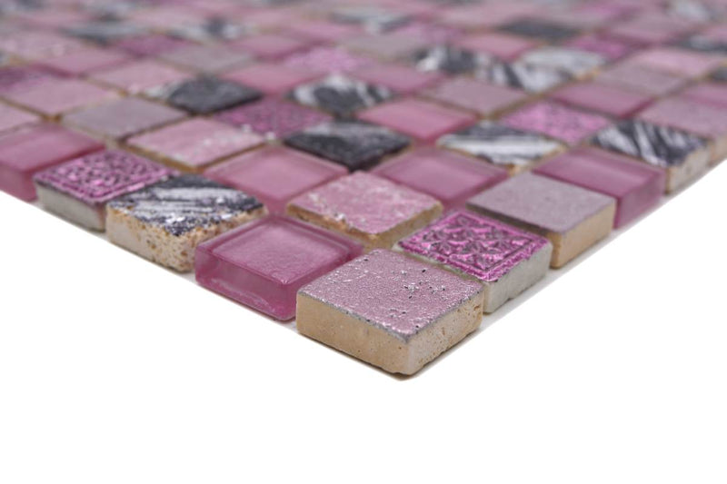 Pink Mix Glänzend Quadrat Mosaikfliese Glas