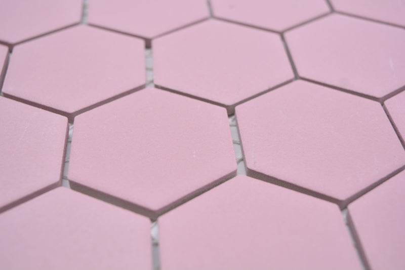 Rosa Pink Hexagon Anti-Rutsch Mosaikfliesen Keramik Matt