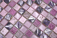 Pink Mix Quadrat Mosaik Fliese Resin und Glas