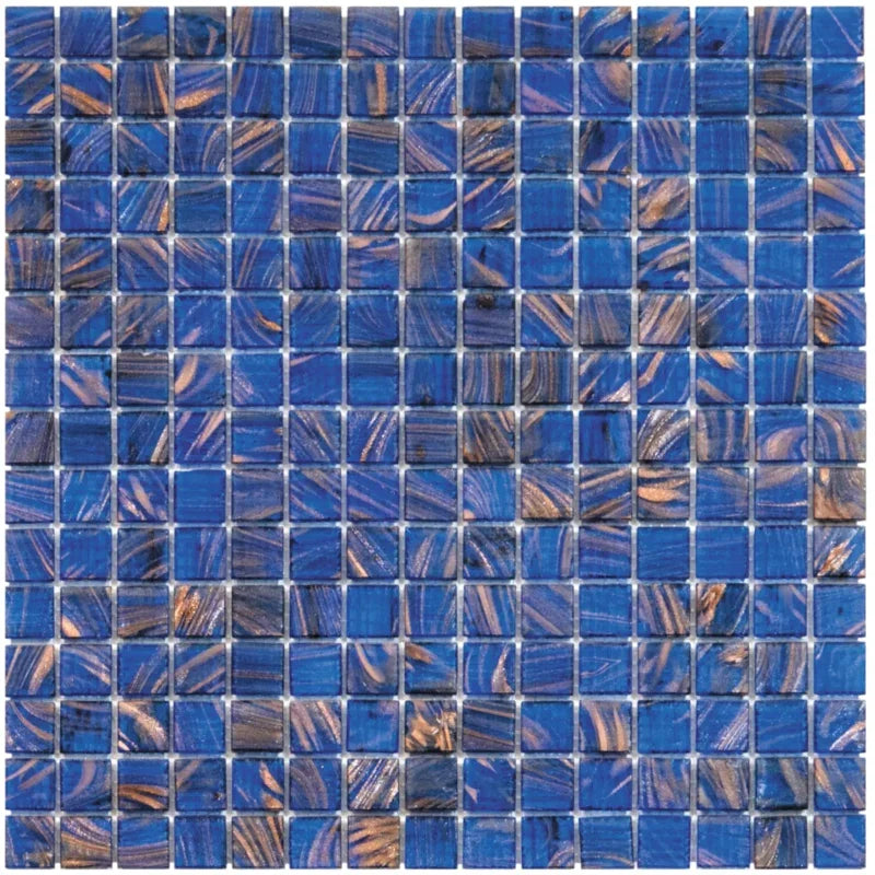 Pool Blau Gold Ader Quadrat Glas Mosaik Wand und Boden Fliese